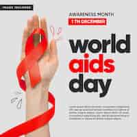 PSD gratuit journée mondiale de lutte contre le sida sur les réseaux sociaux