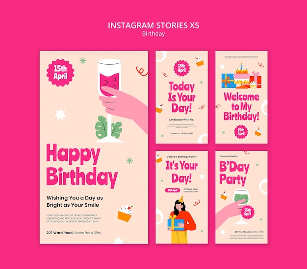 PSD gratuit joyeuse fête d'anniversaire sur instagram