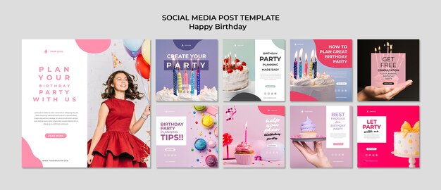Joyeux Anniversaire Jeune Fille En Robe Post De Medias Sociaux Psd Gratuite