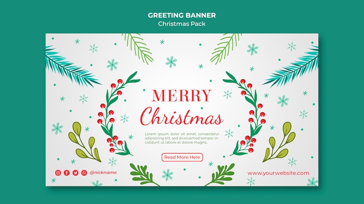 PSD gratuit joyeux bannière de noël avec décoration