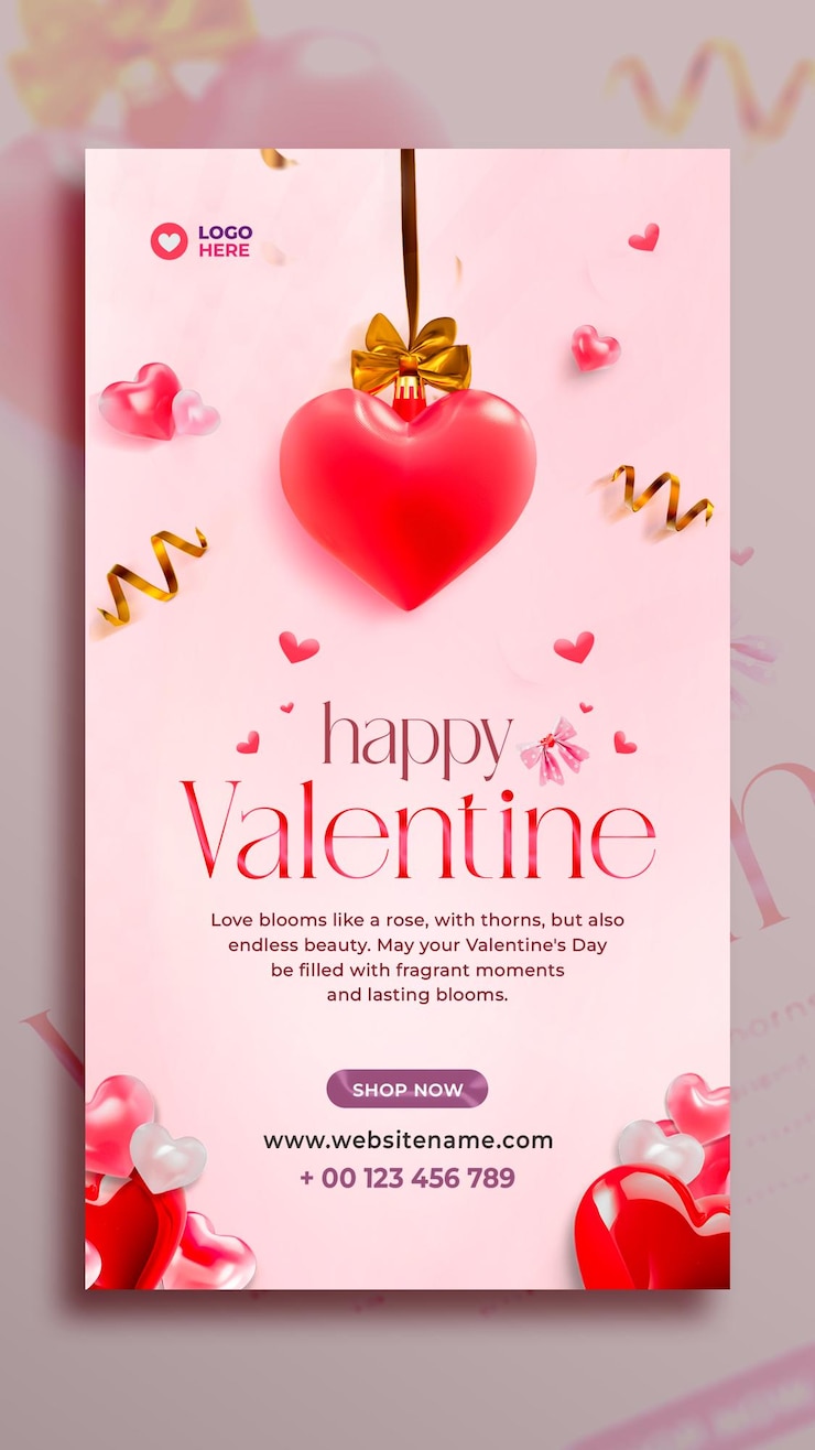 PSD gratuit joyeux jour de la saint-valentin les médias sociaux le modèle de conception de l'histoire d'instagram