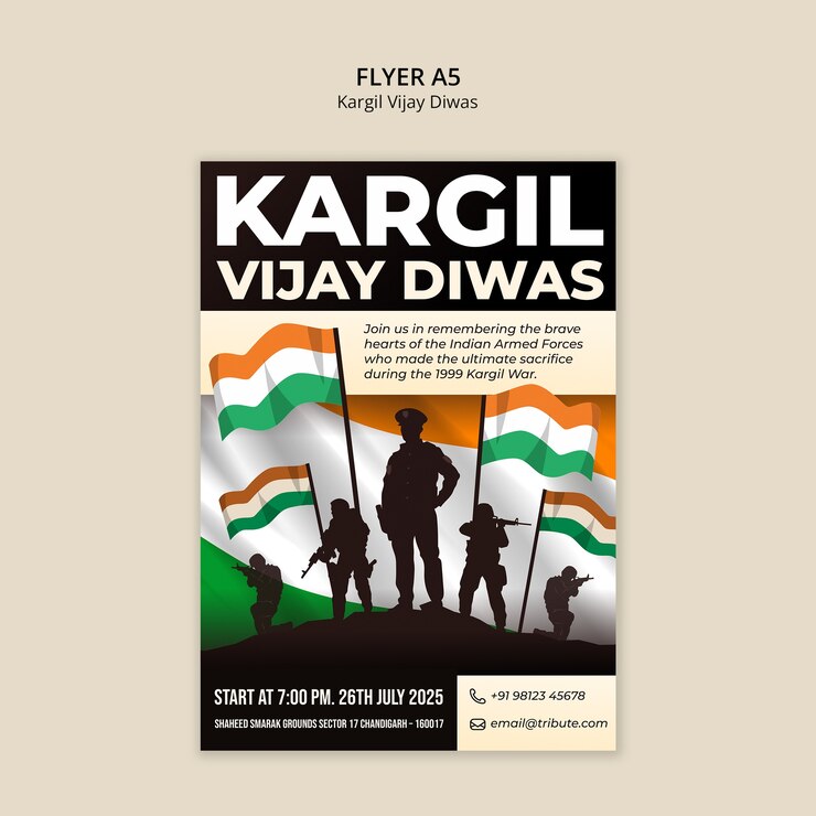 PSD gratuit kargil vijay diwas memorial flyer