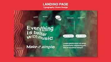 PSD gratuit landing page pour la musique avec le chaos et le brouillard