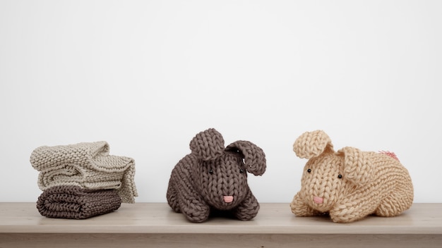 Lapins et serviettes en peluche