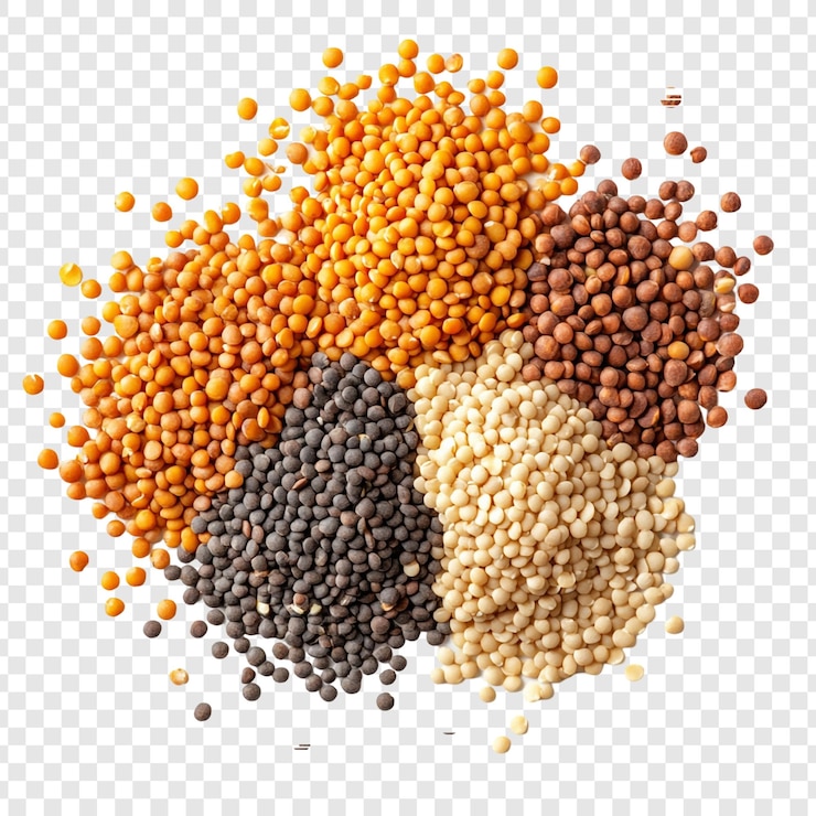 PSD gratuit des lentilles variées une collection colorée de légumineuses