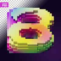 PSD gratuit lettre 3d faite de pixels colorés