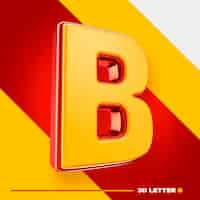 PSD gratuit lettre de l'alphabet 3d b isolée avec du rouge et du jaune pour les compositions