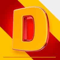 PSD gratuit lettre de l'alphabet 3d psd isolée avec du rouge et du jaune pour les compositions