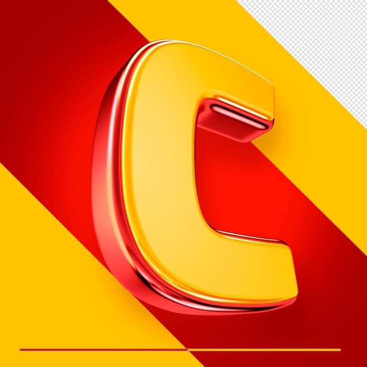 PSD gratuit lettre de l'alphabet psd 3d c isolée avec du rouge et du jaune pour les compositions