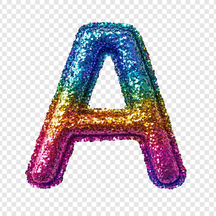 PSD gratuit la lettre de l'arc-en-ciel est un alphabet étincelant