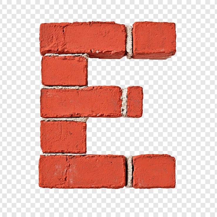 PSD gratuit lettre de brique e a alphabet de construction