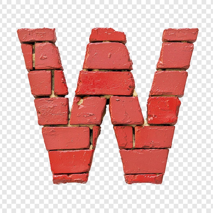 PSD gratuit la lettre de brique rouge w un alphabet rustique