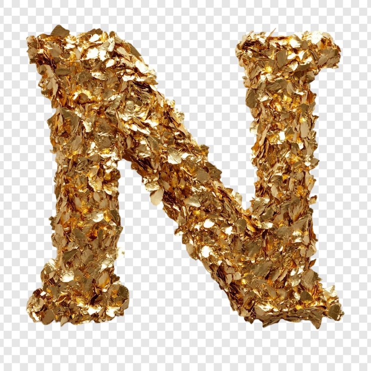 PSD gratuit la lettre dorée n est un design luxueux d'alphabet.