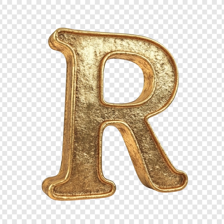 PSD gratuit la lettre dorée r render 3d d'une luxueuse lettre dorée texturée r