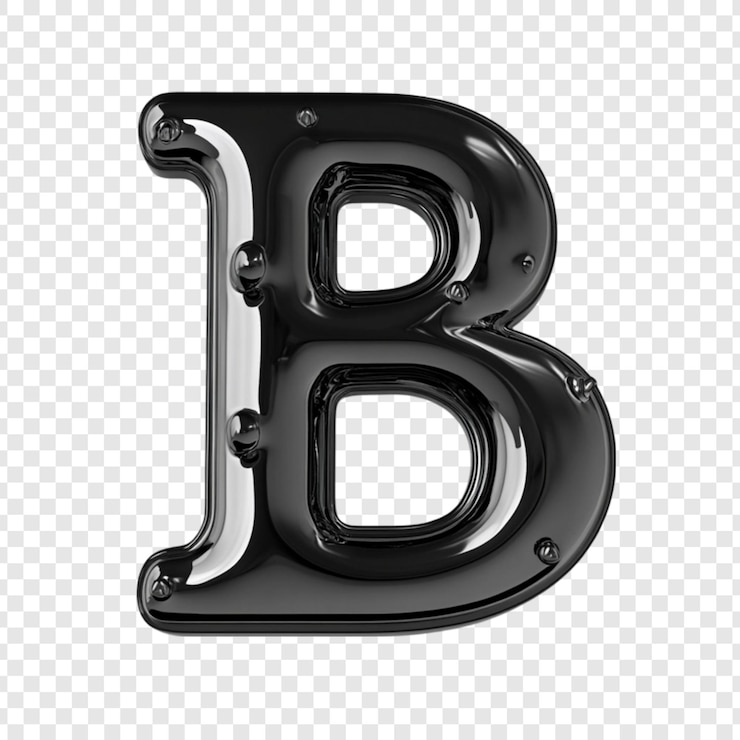 PSD gratuit la lettre noire brillante b est un dessin de police d'alphabet 3d.