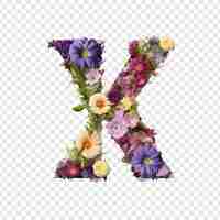 PSD gratuit lettre x avec des éléments de fleur fleur faite de fleur 3d isolée sur un fond transparent