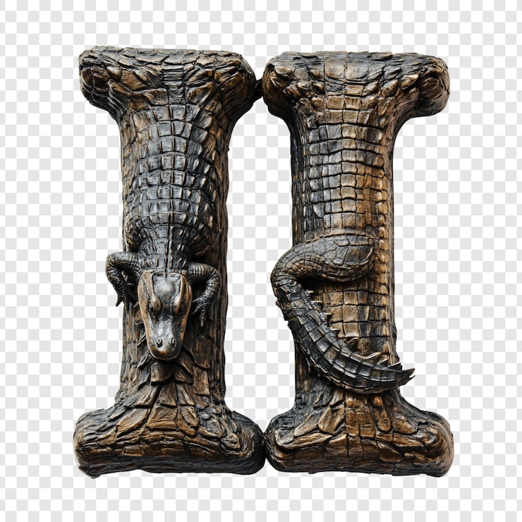PSD gratuit lettres en bois en forme d'alligator ii sculpture complexe et dessin de reptile