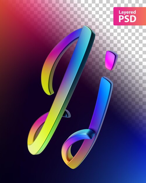 Lettres calligraphiques en couleurs arc-en-ciel en 3D