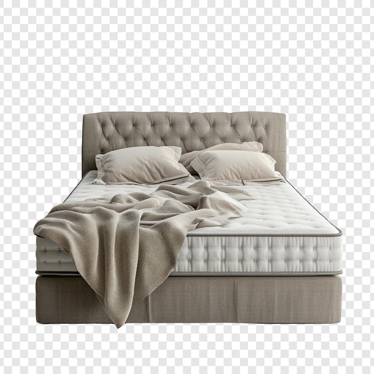 PSD gratuit lit tapissé beige de luxe avec matelas et oreillers