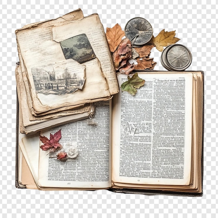 PSD gratuit le livre antique, la nature morte d'automne, le charme vintage et la nostalgie littéraire