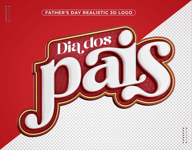 Logo 3d rouge pour la campagne de la fête des pères au brésil