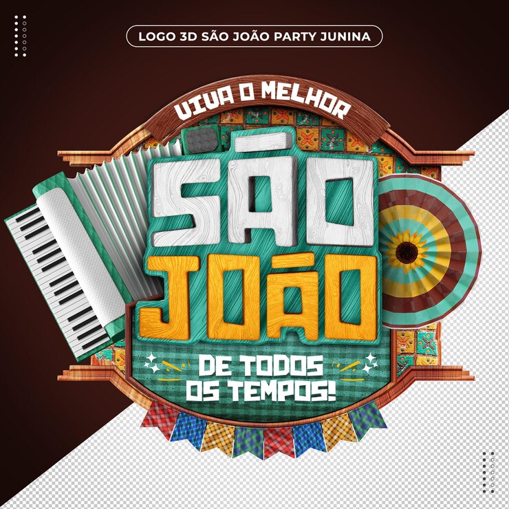 PSD gratuit logo 3d vive le meilleur sao joao de tous les temps