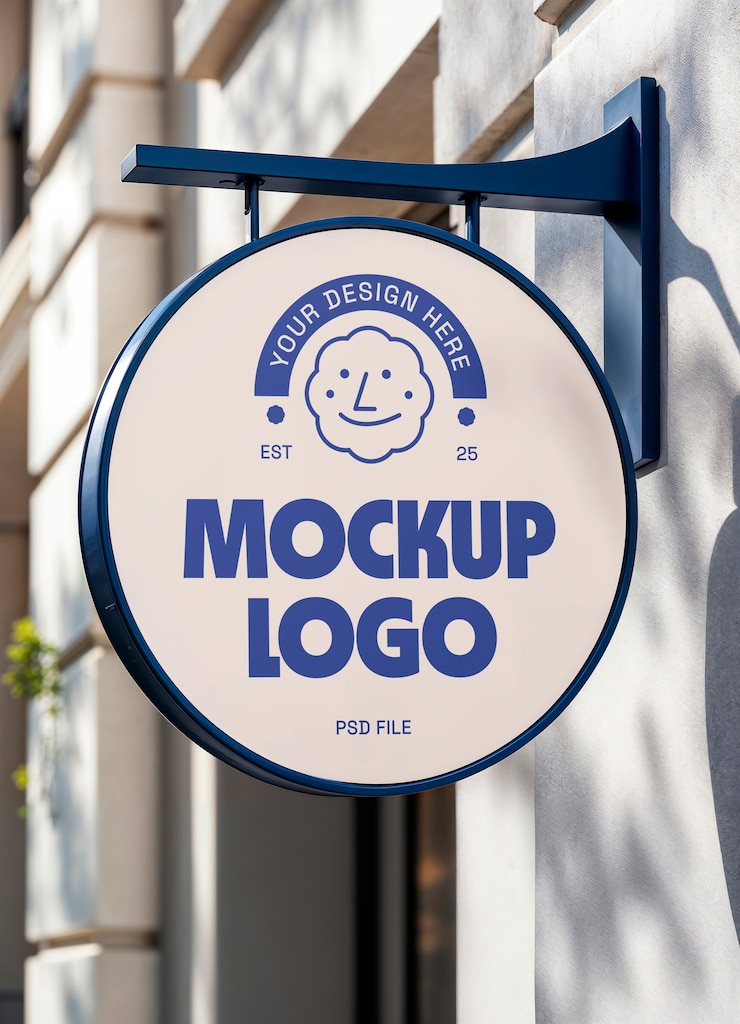 PSD gratuit le logo sur le modèle de panneau de magasin