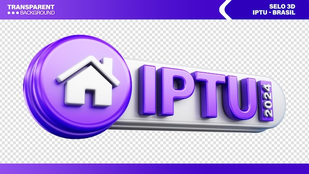 PSD gratuit logo de timbre 3d taxe résidentielle brésil iptu des maisons et des appartements