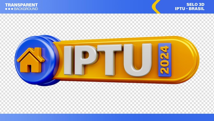 PSD gratuit logo de timbre 3d taxe résidentielle brésil iptu des maisons et des appartements