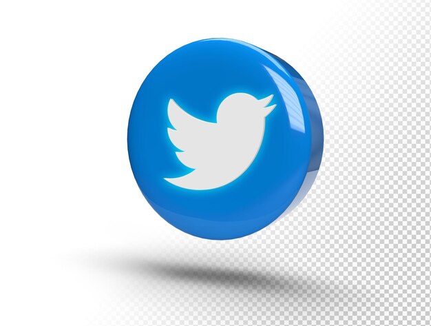 Logo Twitter lumineux sur un cercle 3D réaliste