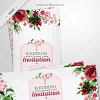 PSD gratuit longs dépliants floraux pour le mariage en effet d'aquarelle