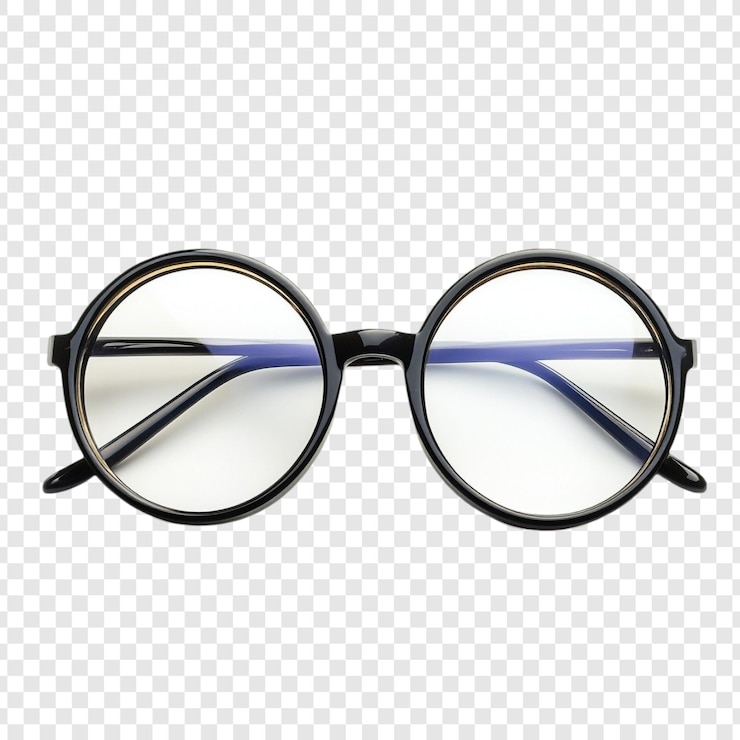 PSD gratuit des lunettes rondes noires élégantes avec des accents bleus