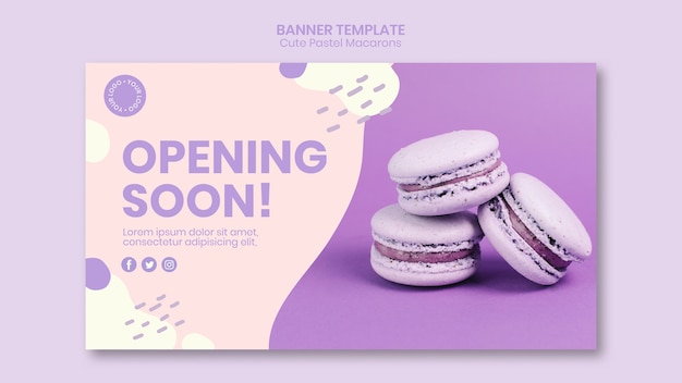 Macarons ouvrant bientôt le modèle de bannière