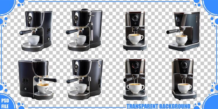 PSD gratuit une machine à expresso moderne avec affichage de tasse à café