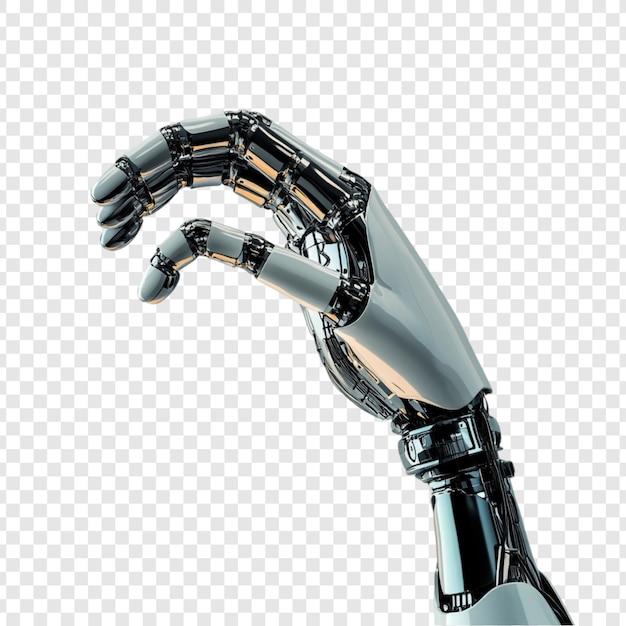 Une main robotique futuriste atteignant le chrome et l'acier