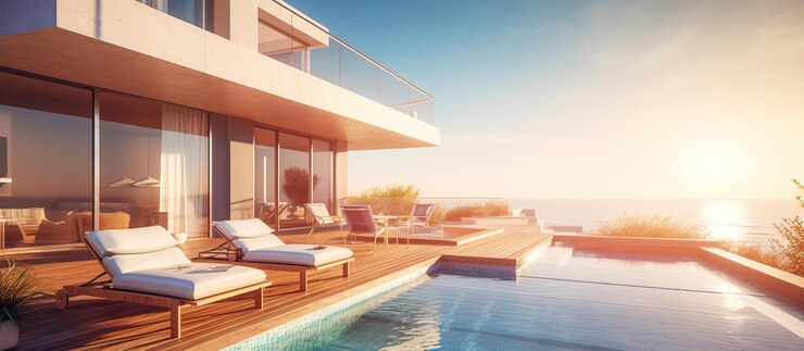PSD gratuit maison de plage de luxe generative ai