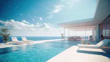 PSD gratuit maison de plage moderne de luxe avec vue sur la mer generative ai