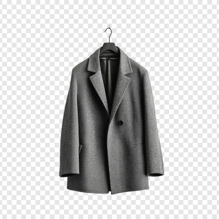 PSD gratuit un manteau gris élégant sur un porte-clés d'hiver