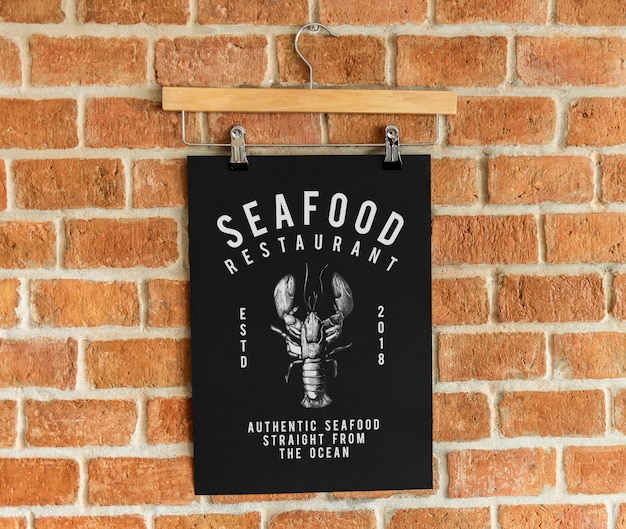 PSD gratuit maquette d'affiche de menu de restaurant de fruits de mer