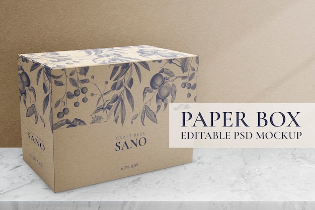 PSD gratuit maquette de boîte en papier floral psd, conception d'emballage modifiable