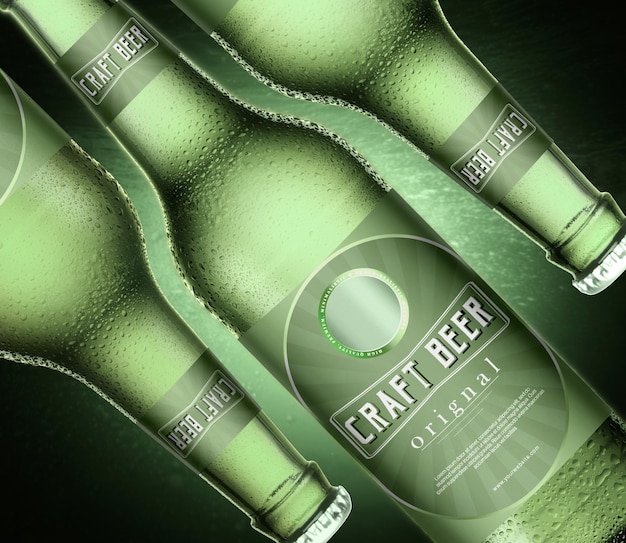 Maquette de bouteille de bière verte