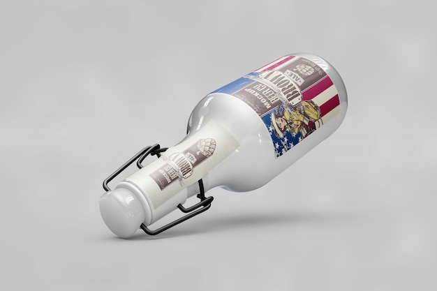 Maquette de bouteille avec le drapeau des États-Unis