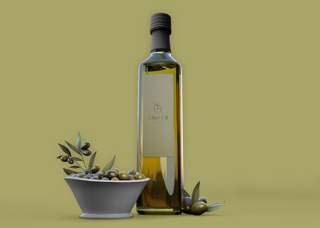 Maquette de bouteille d'huile d'olive