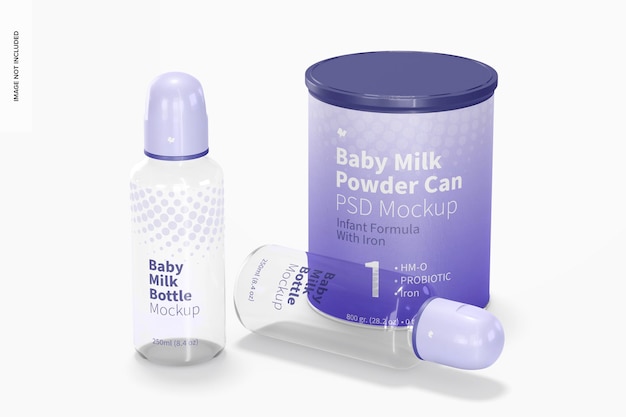 Maquette de bouteille de lait pour bébé, perspective