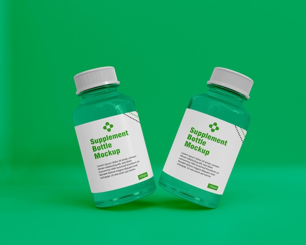 Maquette de bouteille de médicament de supplément brillant 3d