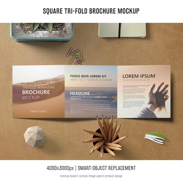 PSD gratuit maquette de brochure carrée à trois volets