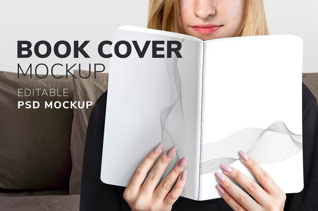 Maquette De Couverture De Livre Psd Avec Femme Lisant