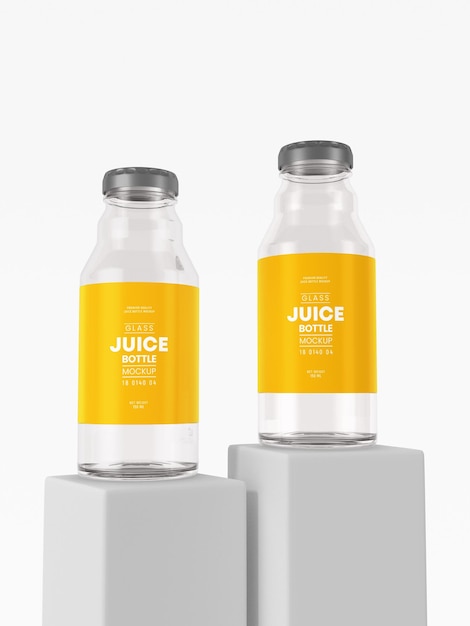 PSD gratuit maquette d'emballage de bouteille de jus en verre transparent
