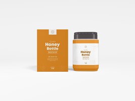 PSD gratuit maquette d'emballage de pot de bouteille de miel brillant