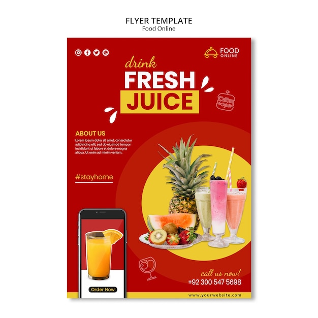 PSD gratuit maquette de flyer concept alimentaire en ligne